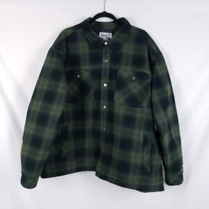 Duluth Mens Flannel Shirt Jac Green Plaid 3XL Heavyweight Snap Button Workwear
